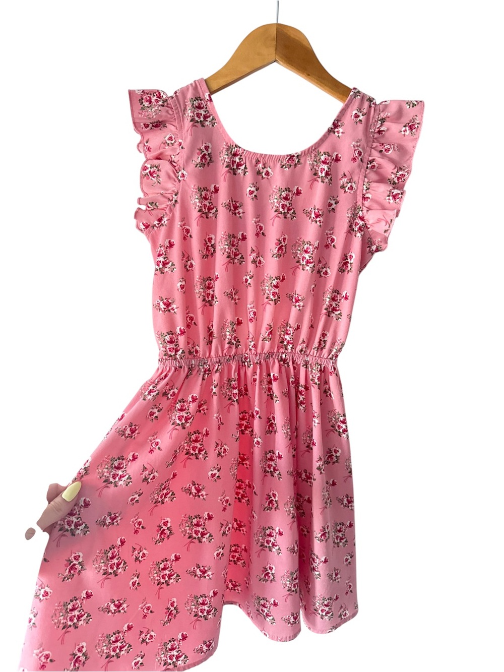 Girls' Pink Floral Ruffle-Sleeve Jenna & Jessie Casual Dress